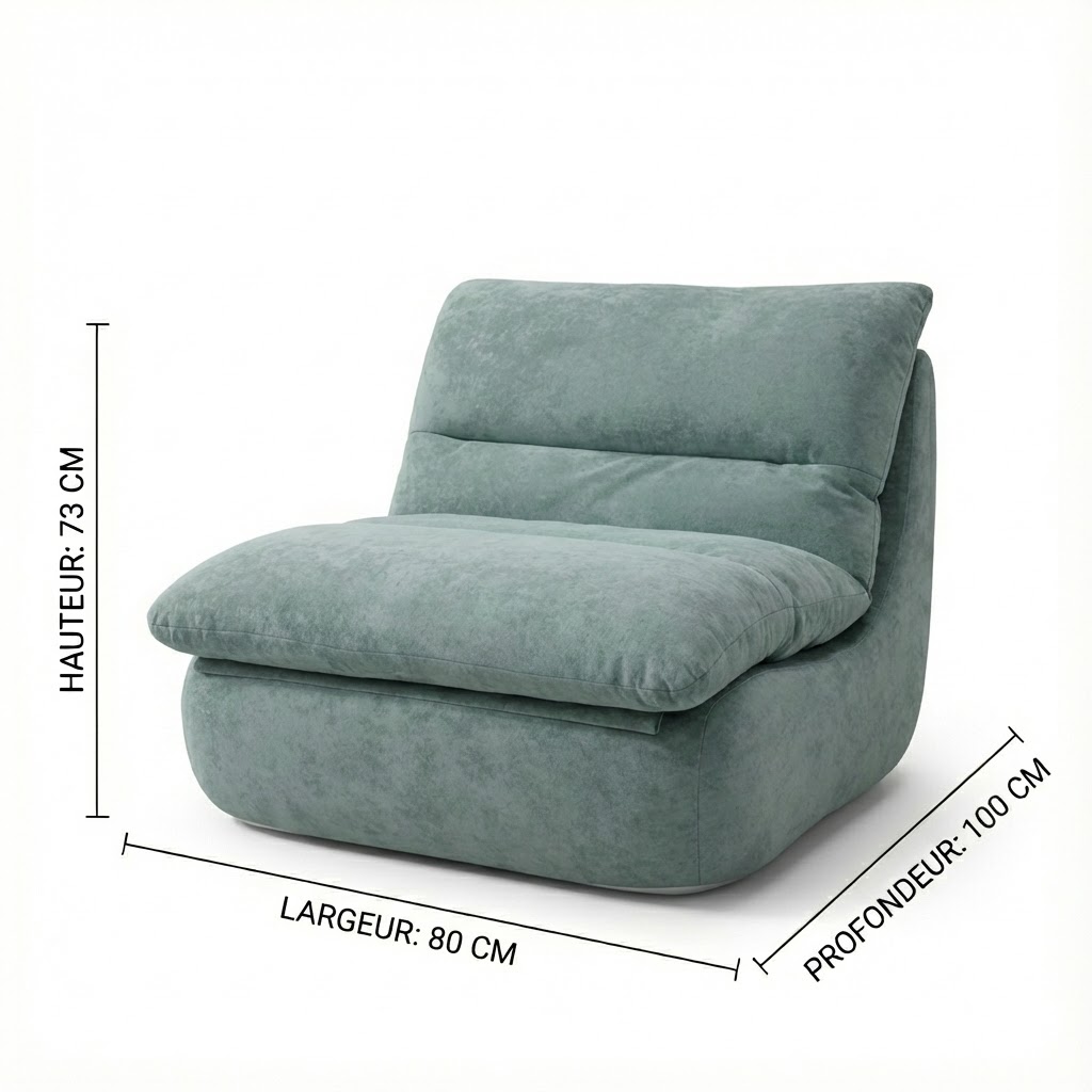 Fauteuil lounge en velours bleu pétrole, design moderne confortable 73x80x100 cm