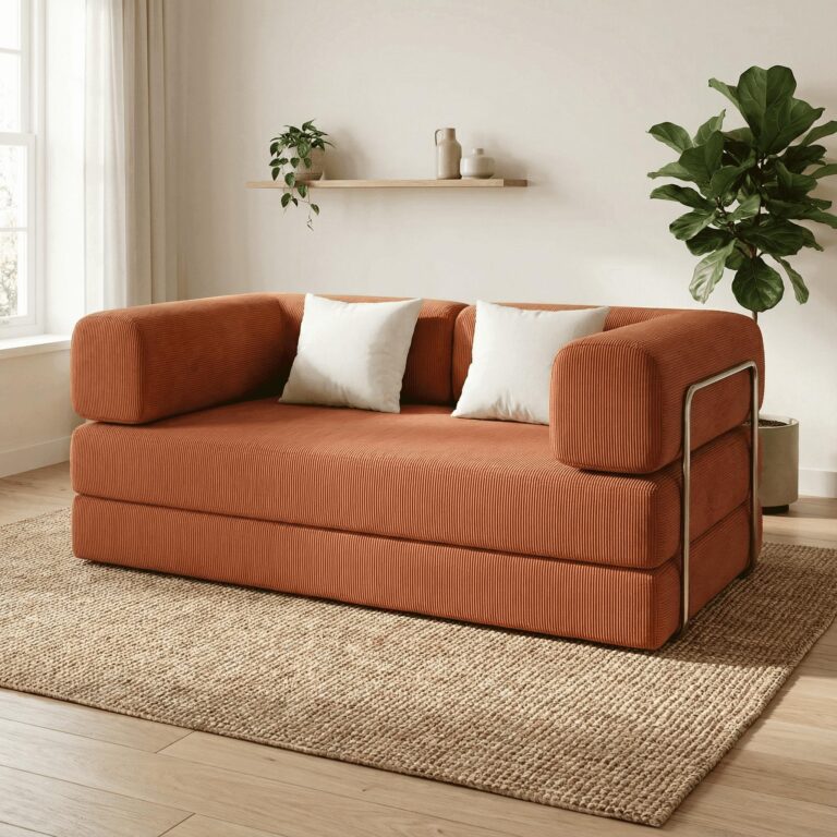 canape-2-places-terracotta-design-coussins-blancs