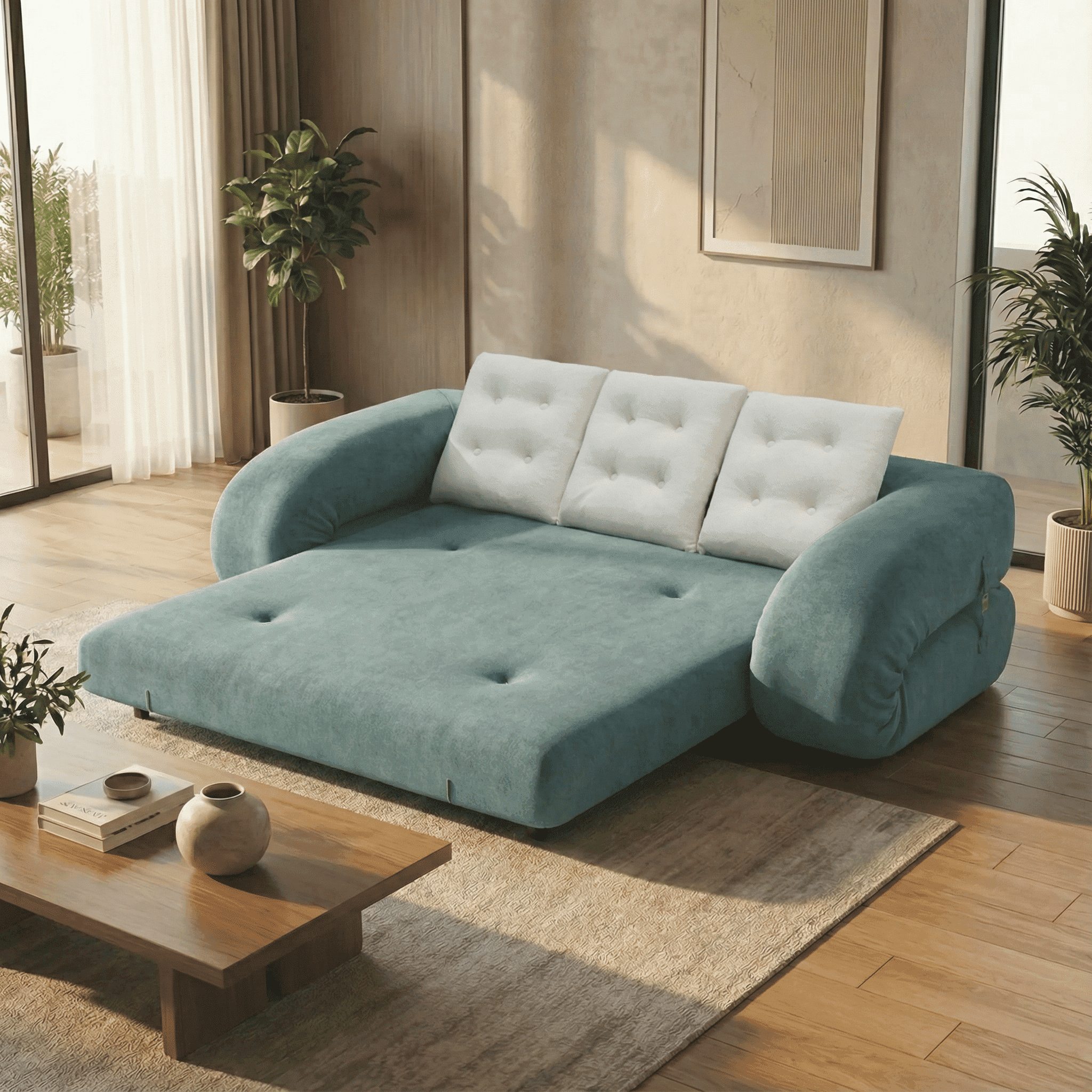 canape-design-vert-salon-moderne